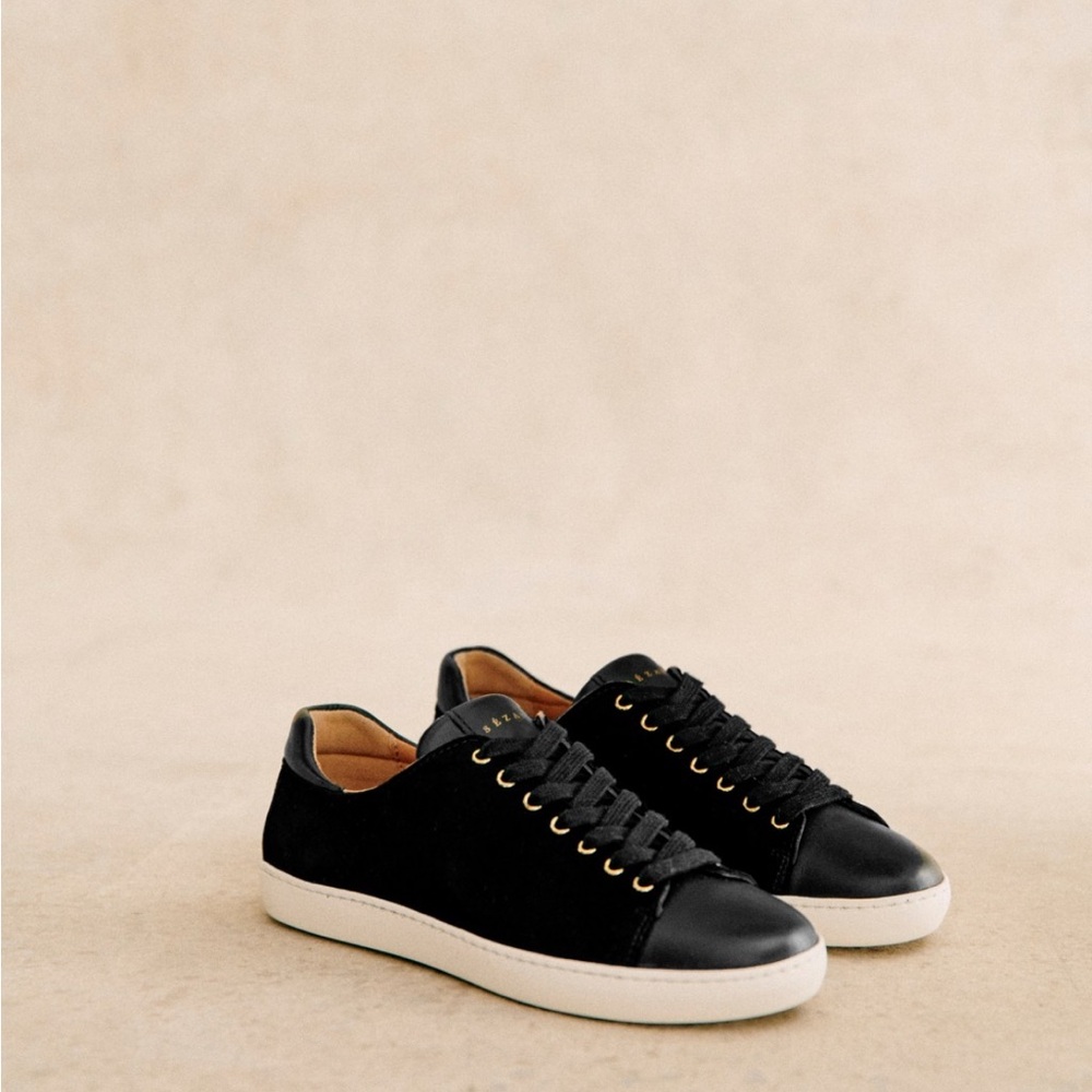 Sezane Jack Trainers - black leather/suede